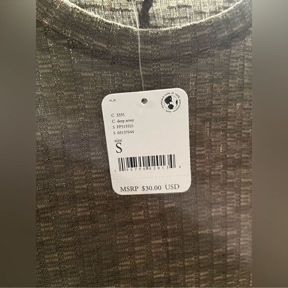 Free People Aura Layering Top Stretch lightweight sweater army green NWT SMALL - Picture 11 of 16